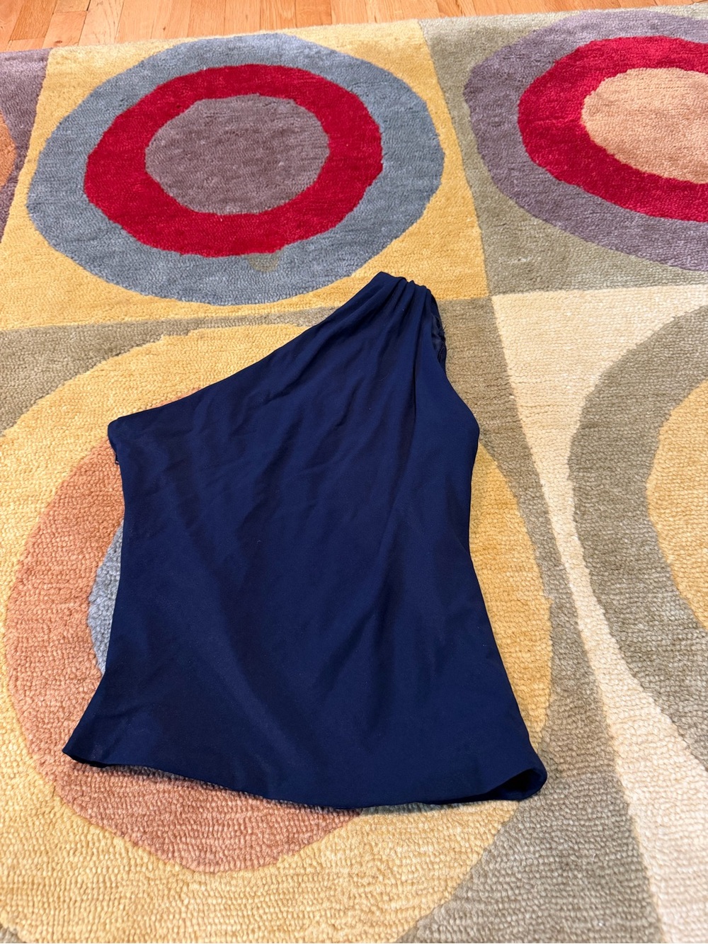 Bergdorf Goodman Oscar de La Renata Navy Blue One Shoulder Top Women’s Size XXS